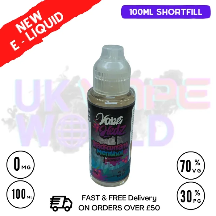 Blackcurrant Menthol Vape Hedz 100ml Shortfill Eliquid