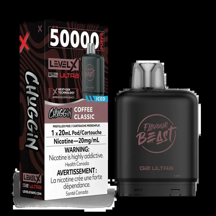 Chuggin’ Coffee Classic (Ice) by Level X Flavour Beast Ultra – Closed Pod System (50K Puff) [ON]