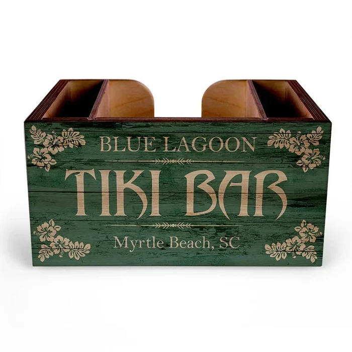Customizable Wooden Bar Caddy – Tiki Bar