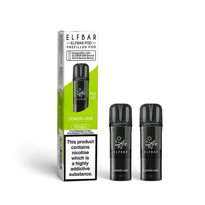 Elf Bar 600 Lemon Lime Prefilled Vape Pods 20mg – 2PK