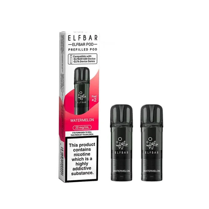 Elf Bar 600 Watermelon Prefilled Vape Pods 20mg – 2PK
