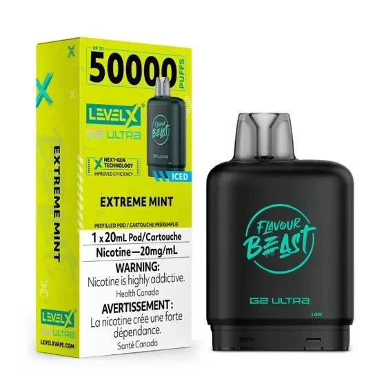 Extreme Mint (Ice) by Level X Flavour Beast Ultra – Closed Pod System (50K Puff) [ON]