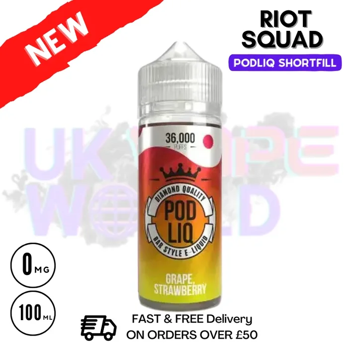 Grape Strawberry Riot Squad Pod Liq Shortfill Juice 80ML Eliquid