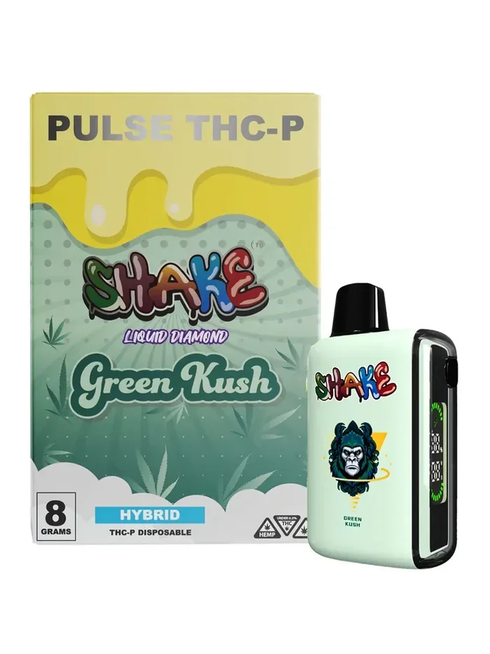 GreenKushShakePulseTHC-PLiquidDiamondsDisposable8G Green Kush Shake Pulse THC-P Liquid Diamonds Disposable 8G