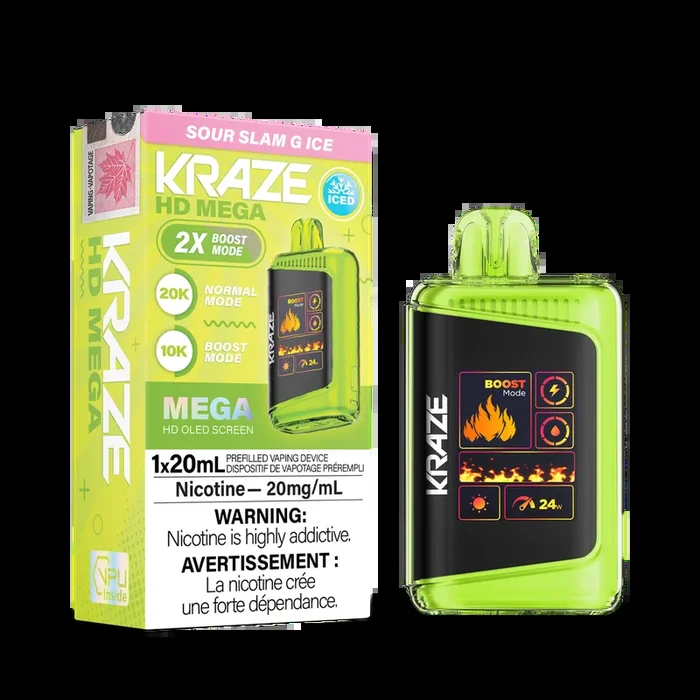 Kraze HD Mega – Sour Slam G Ice 20mg