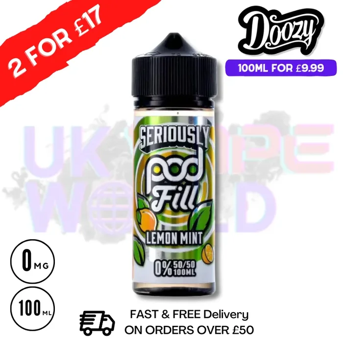 Lemon Mint Seriously PodFill Shortfill Juice (NEW) 100ML Eliquid