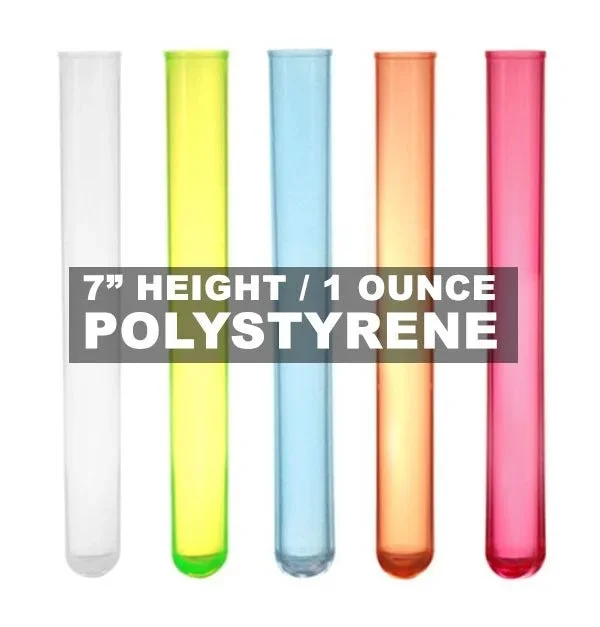 Long SHOTZ® 7″ Test Tube Shooters, Smooth Polystyrene (100 Pack)