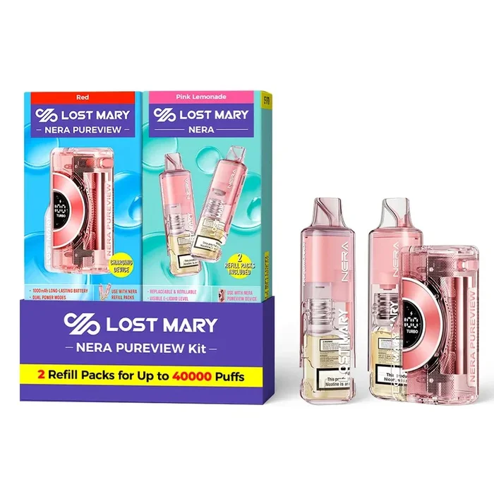 Red – Pink Lemonade – Lost Mary – NERA Pureview 40K Kit (1 Device + 2 Refills)
