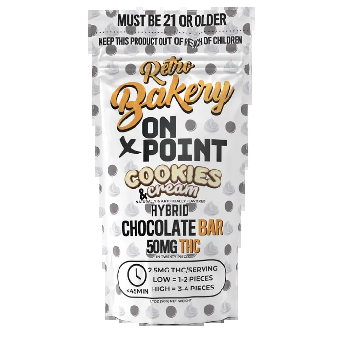 Retro Bakery THC Cookies & Cream Chocolate Bar 50mg