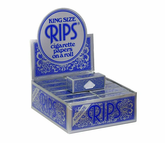 Rips King Size Blue Cigarette Papers Roll Full Box 24 Rolls