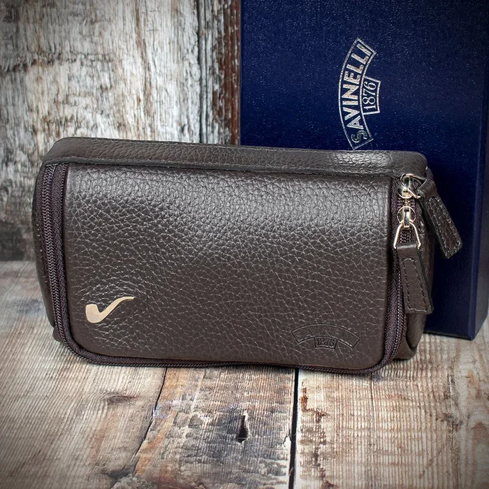 Savinelli Astuccio Leather Two Pipe Case – Brown