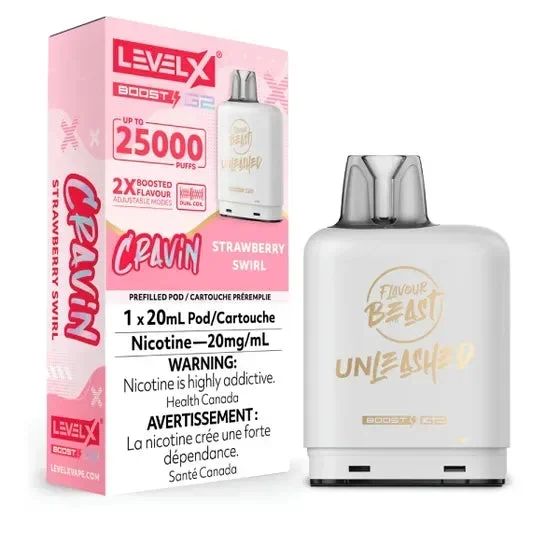 Strawberry Swirl (Craving) by Level X Flavour Beast Unleashed Boost G2 – Closed Pod System (25K Puff) [ON]