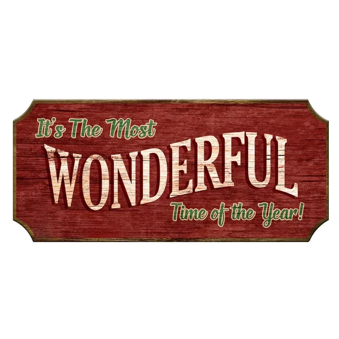 Wood Christmas Sign – Red Vintage Wonderful Time of the Year