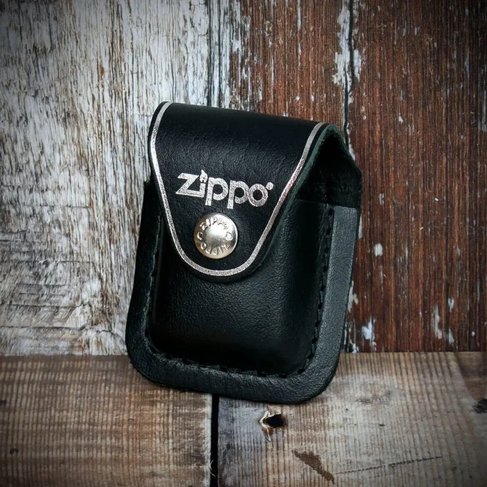 Zippo Lighter Pouch With Belt Clip – Black Leather